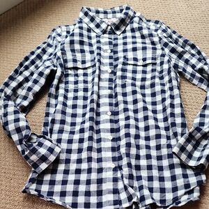 American Eagle Outfitters Navy and White Plaid Kids Shirt